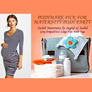 Isabel Maternity by Ingrid & Isabel Gray Striped Size: Large New With Tags